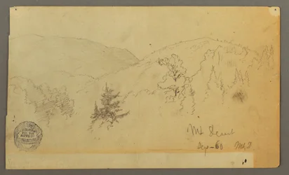 Dessin, collines avec des arbres, 1860