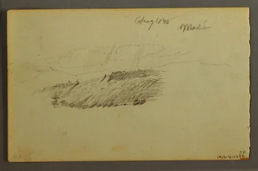 Dessin, maison, voilier, plante, septembre 1844
