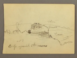 Dessin, Maisons sur la colline, peut-être 1868-69