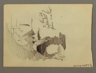 Dessin, Maisons sur la colline, peut-être 1868-69