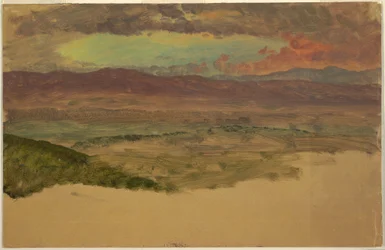 Dessin, paysage de la vallée de l