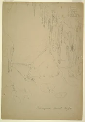 Dessin, glace, chutes du Niagara, 20 mars 1856