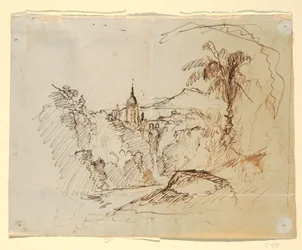 Dessin, paysage imaginaire, 1865-66