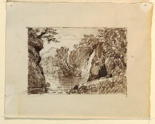 Dessin, paysage imaginaire avec, vers 1870-73