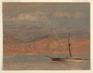 Dessin, côte italienne, au large du détroit de Messine, juillet 1868