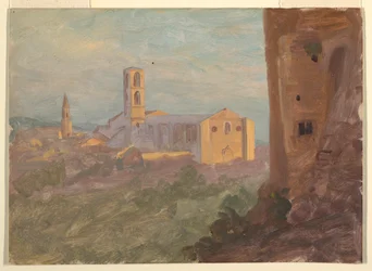Dessin, ville italienne ou suisse, 1868