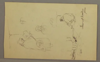 Dessin, Juifs au mur des lamentations, Jérusalem, avril 1868