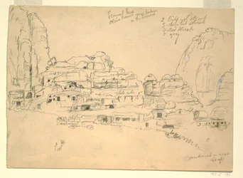 Dessin, Khirbet-en-Nasara, Petra, Jordanie, 26 février 1868