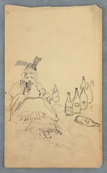 Dessin, lac, colline, peut-être 1856