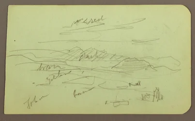Dessin, paysage, Toluca ; verso : montagne, église, 1883