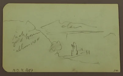 Dessin, paysage, Toluca ; verso : montagne, église, 1883