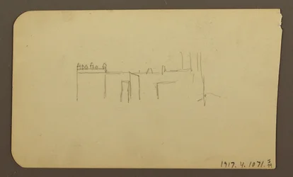 Dessin, paysage ; verso : église, avril 1885