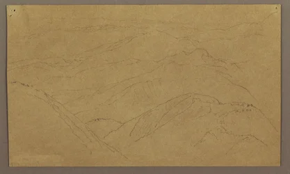 Dessin, paysage ; verso : arbre dans un paysage, ciel, mai-août 1865