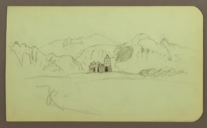Dessin, Paysage avec église ; Verso : Paysage, 1883