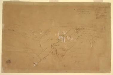 Dessin, Paysage avec le mont Purese, Colombie, 6 août 1853