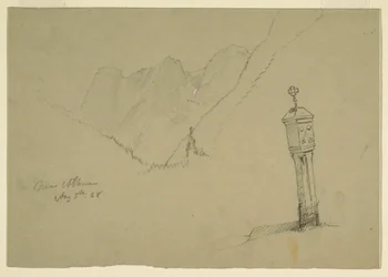 Dessin, Paysages entre Golling et Abtenau, 5 août 1868
