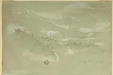Dessin, Paysages, quartier de Berchtesgaden, 1868