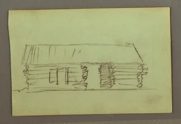 Dessin, Cabane en rondins, peut-être 1856