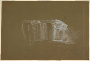 Dessin, chutes inférieures, rivière Genesee, Rochester, New York, 1848
