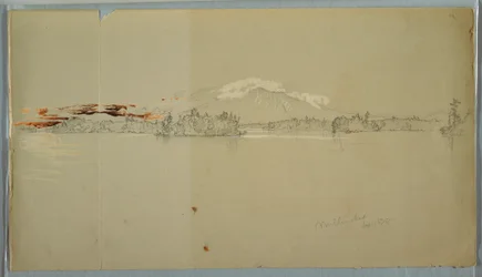 Dessin, lac Millinocket, vue du mont Katahdin, septembre 1878