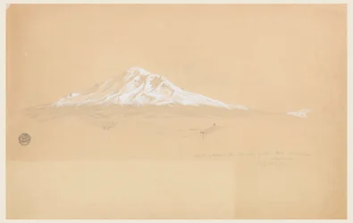 Dessin, Mont Chimborazo depuis la maison du père Pablo Bustamante, Riobamba, Équateur, 14 juillet 1857