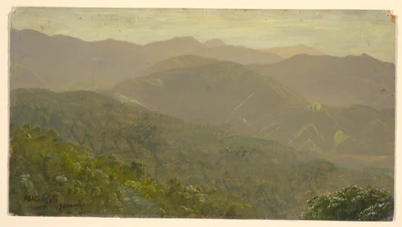 Dessin, paysage de montagne, août 1865