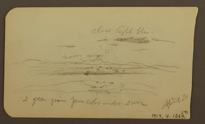 Dessin, paysage de montagne, figure ; verso : paysage, 30 avril 1885