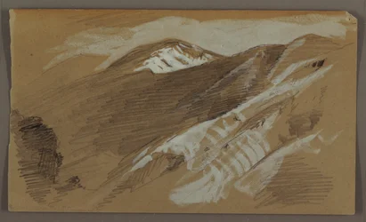 Dessin, paysage de montagne, Jamaïque, Antilles, août 1868