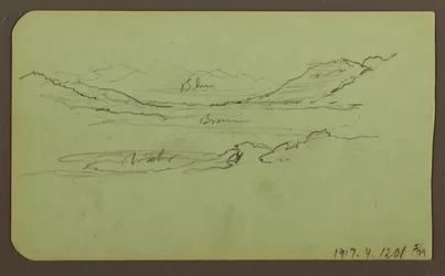 Dessin, paysage de montagne ; verso : paysage, 1883