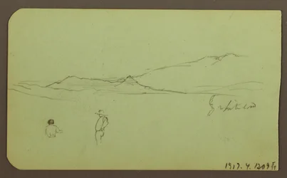 Dessin, paysage de montagne ; verso : paysage de montagne, figure, 1883