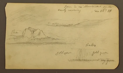 Dessin, paysages de montagne ; verso : flanc de montagne, Tocatecas, 22 décembre 1884