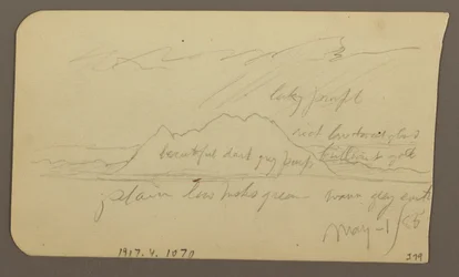 Dessin, sommet de montagne ; verso : chaîne de montagnes, 1er mai 1885