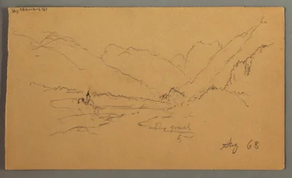 Dessin, pics montagneux, 1868