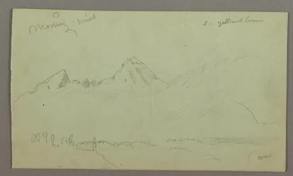 Dessin, pics montagneux, peut-être 1868