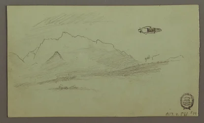 Dessin, pics montagneux, peut-être 1868