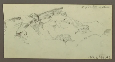 Dessin, pics montagneux, peut-être 1868