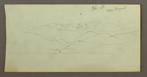 Dessin, chaîne de montagnes, février 1868