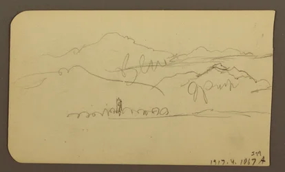 Dessin, chaîne de montagnes, Toluca ; verso : clocher, chaîne de montagnes, Toluca, 7 janvier 1885
