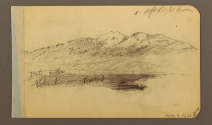 Dessin, chaîne de montagnes ; verso : montagnes, ciel nuageux, 1889