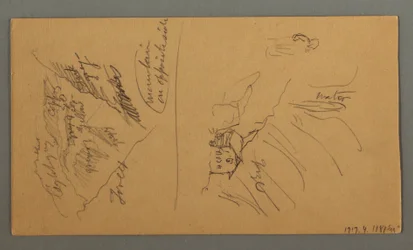 Dessin, Montagnes du Valais, Alpes pennines, août 1868