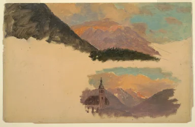 Dessin, montagnes près de Berchtesgaden, Bavière, juin 1868