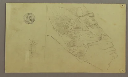 Dessin, flanc de montagne, peut-être 1868