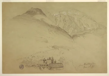 Dessin, Monts Goell et Brett près de Berchtesgarden, Bavière, 28 juin 1868
