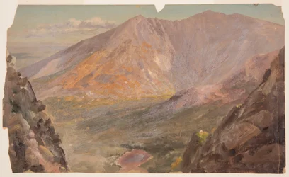 Dessin, mont Katahdin, Grand Bassin depuis le mont South Turner, 1877