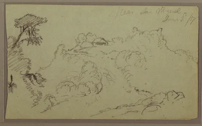 Dessin, près de San Miguel, Équateur ; au verso : Croquis de montagne inachevé, 2 juin 1857