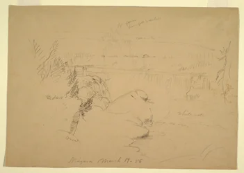 Dessin, chutes du Niagara, vue de l