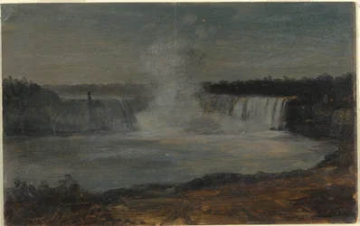 Dessin, chutes du Niagara dans la lumière du soir, septembre 1856