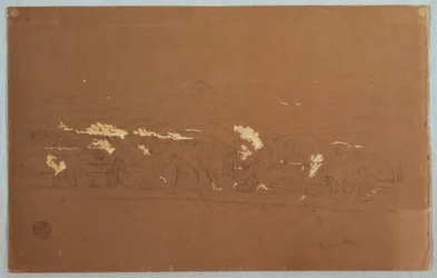 Dessin, vue partielle de Guaranda, Équateur, 3 juin 1857