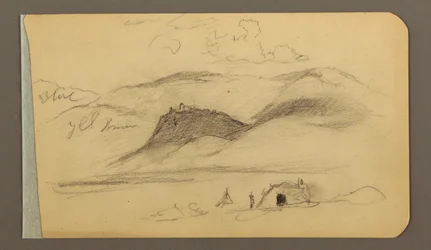 Dessin, plaine, colline, ville ; Verso : chaîne de montagnes, 1889