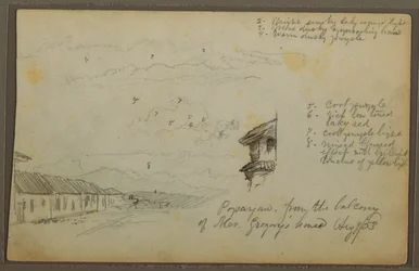 Dessin, Popayan, Colombie ; Verso : Paysage de montagne, Colombie, 9 août 1853